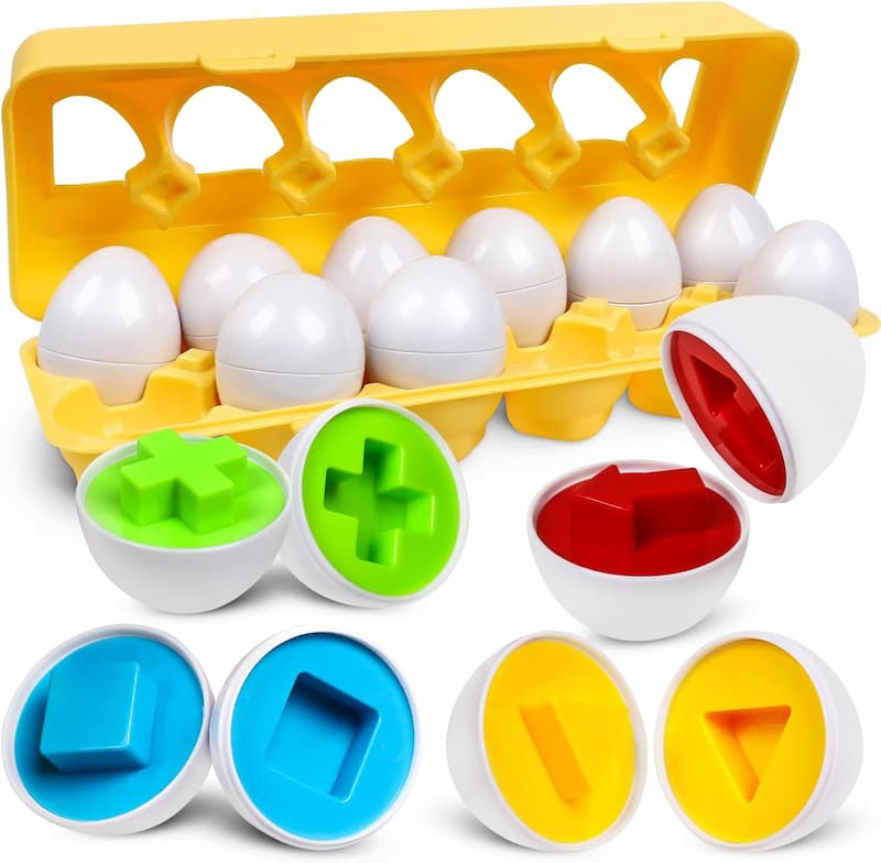 Egg Shapes - Montessori-Eier-Spielzeug – Puzzle zum Sortieren nach Farbe und Form für Kleinkinder: Förderung der Feinmotorik