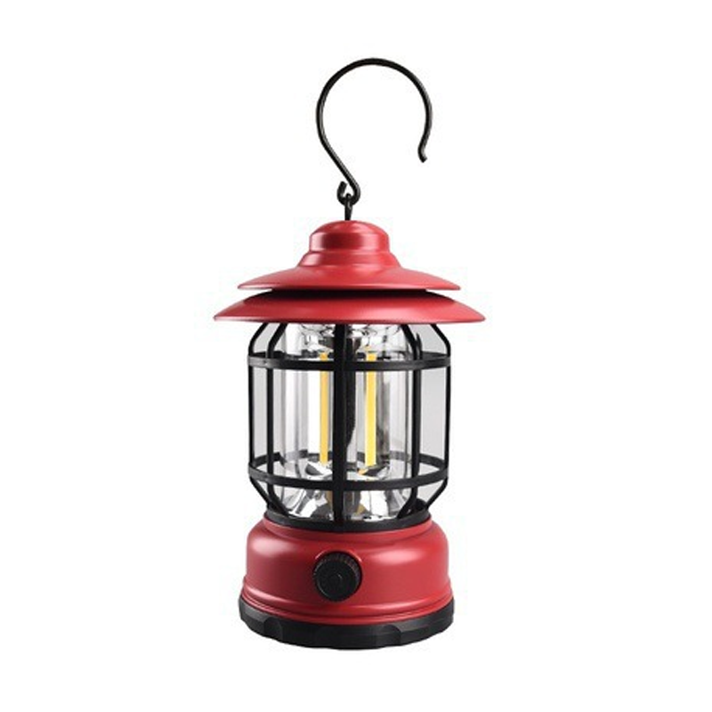Gluschwein - Tragbare Retro Camping Lampe Rot Typ-C-Aufladung