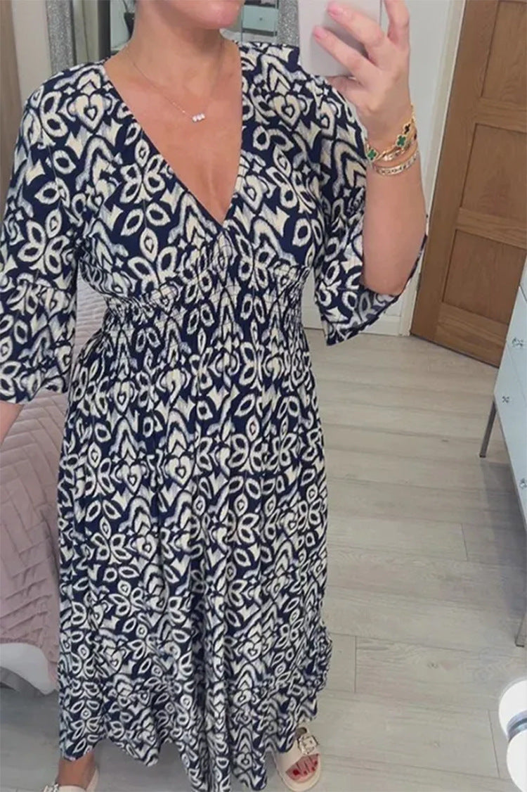 Gluschwein - Lianne - Maxikleid mit V-Ausschnitt Marineblau
