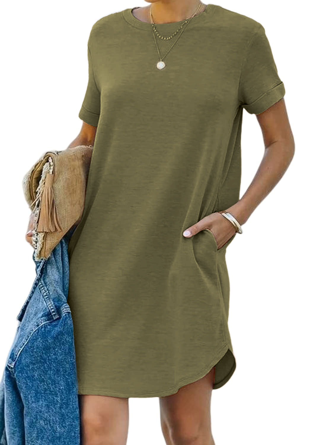 lisa - Lässiges kurzärmeliges T-Shirt-Kleid mit Taschen