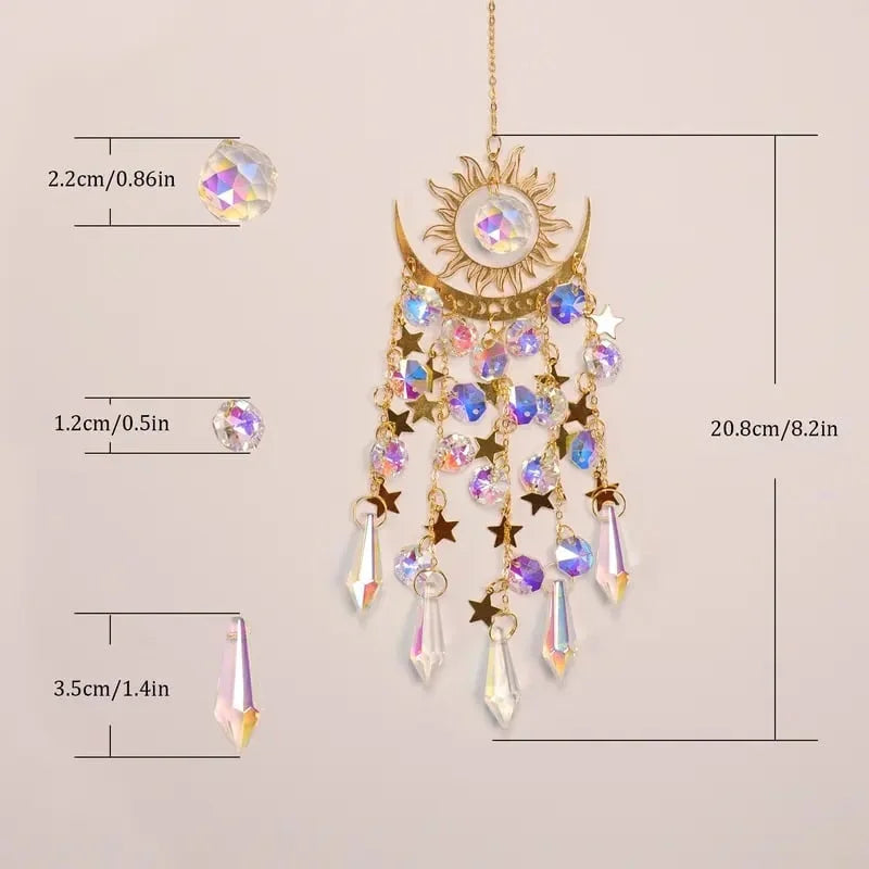 Glowcraft – Adornos de luz de cristal colgantes de sol y luna