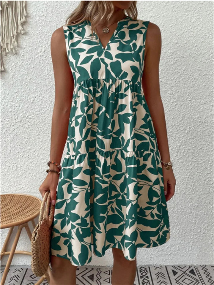 Angélica – Stilvolles Sommer Kleid Mit Blattmuster