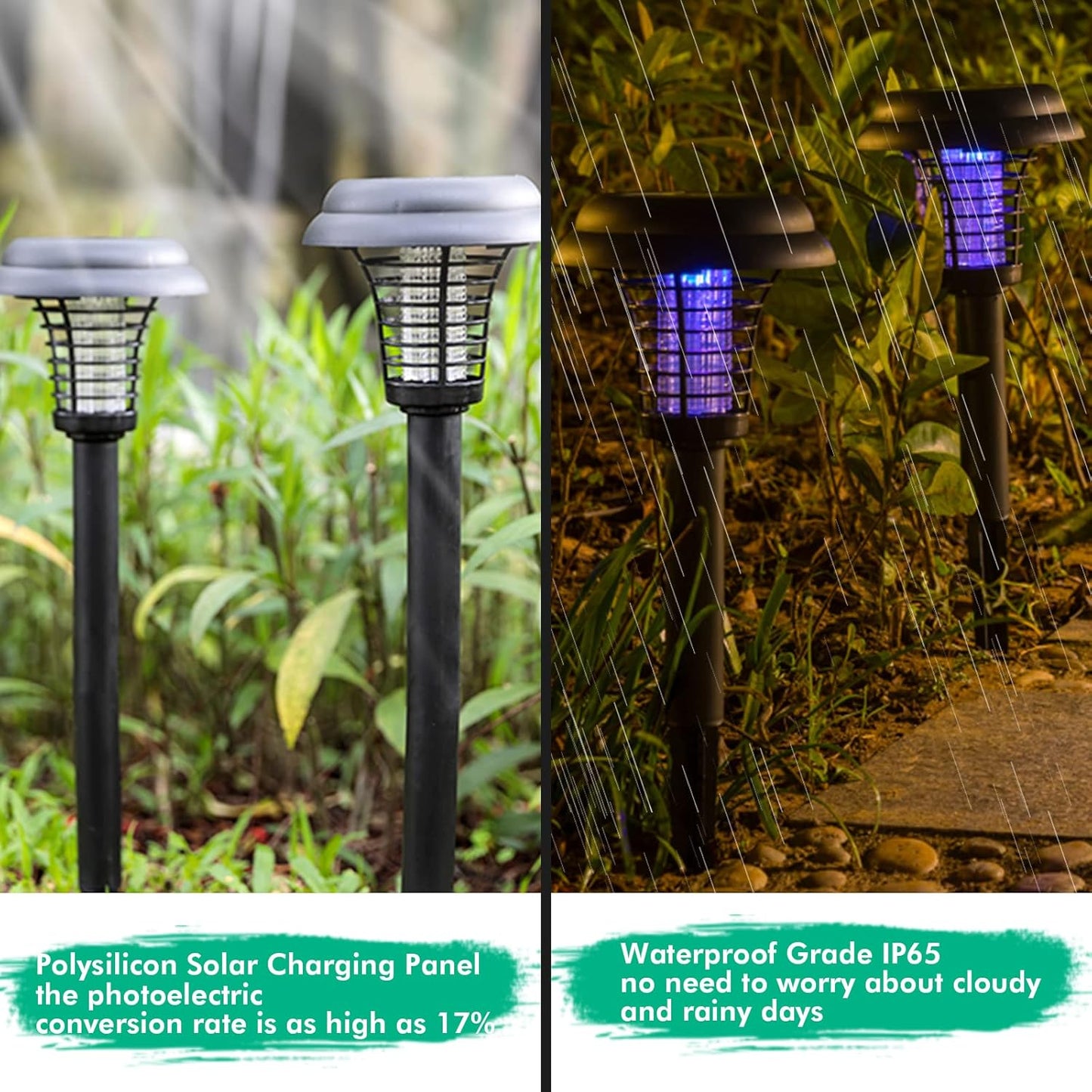 Pack de 2 destructeurs d'insectes solaires Destructeurs de moustiques LED