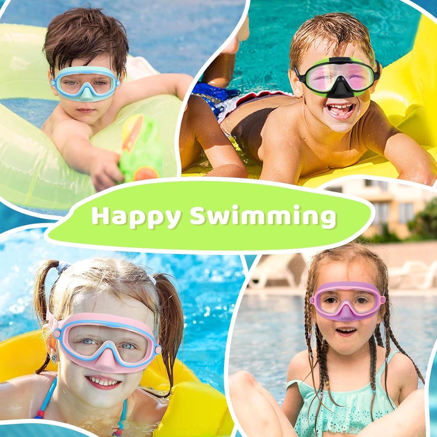1+1 gratuit | AquaShield - Lunettes de natation HD à grande monture pour enfants