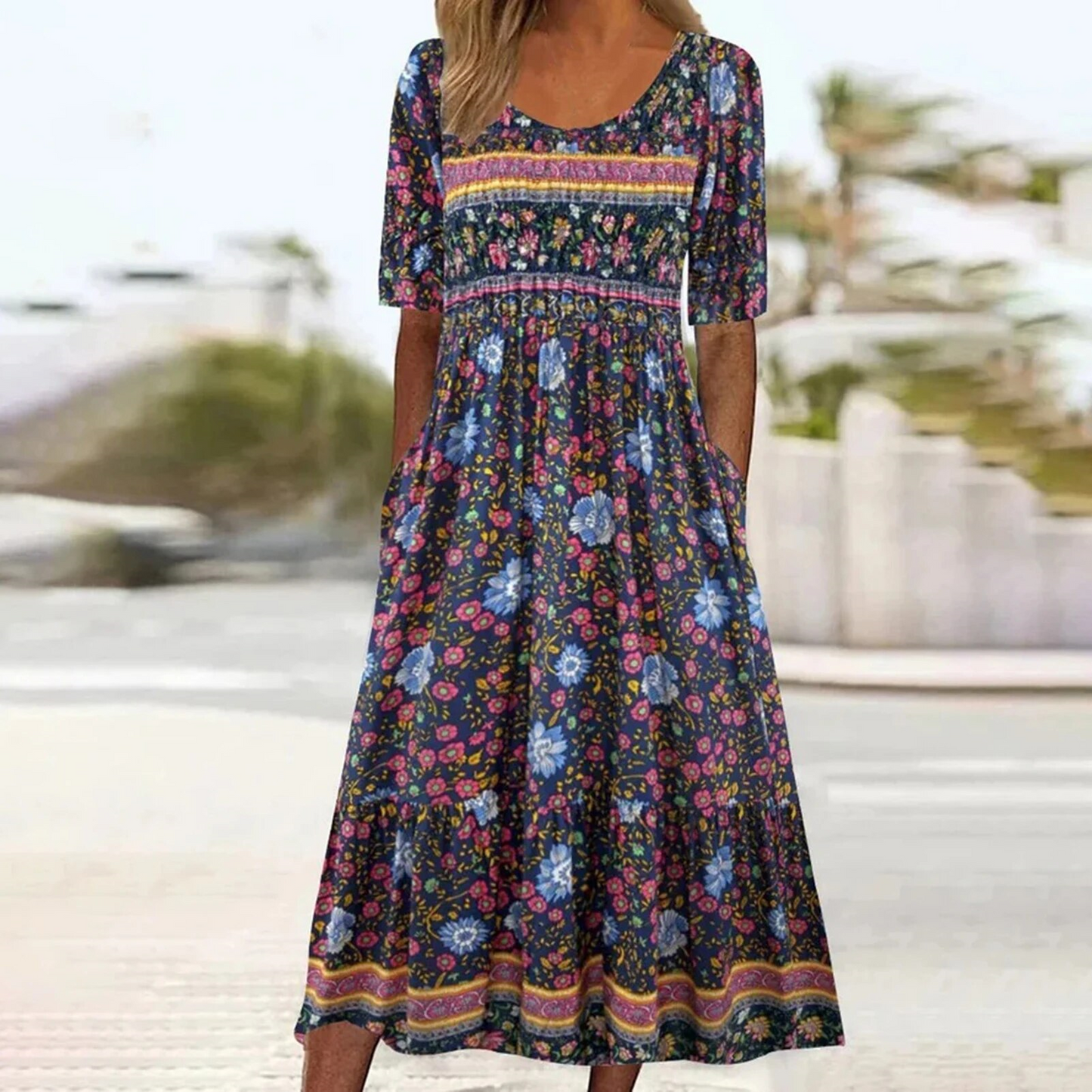 Gluschwein - Nicole - Geblümtes Kleid Blau
