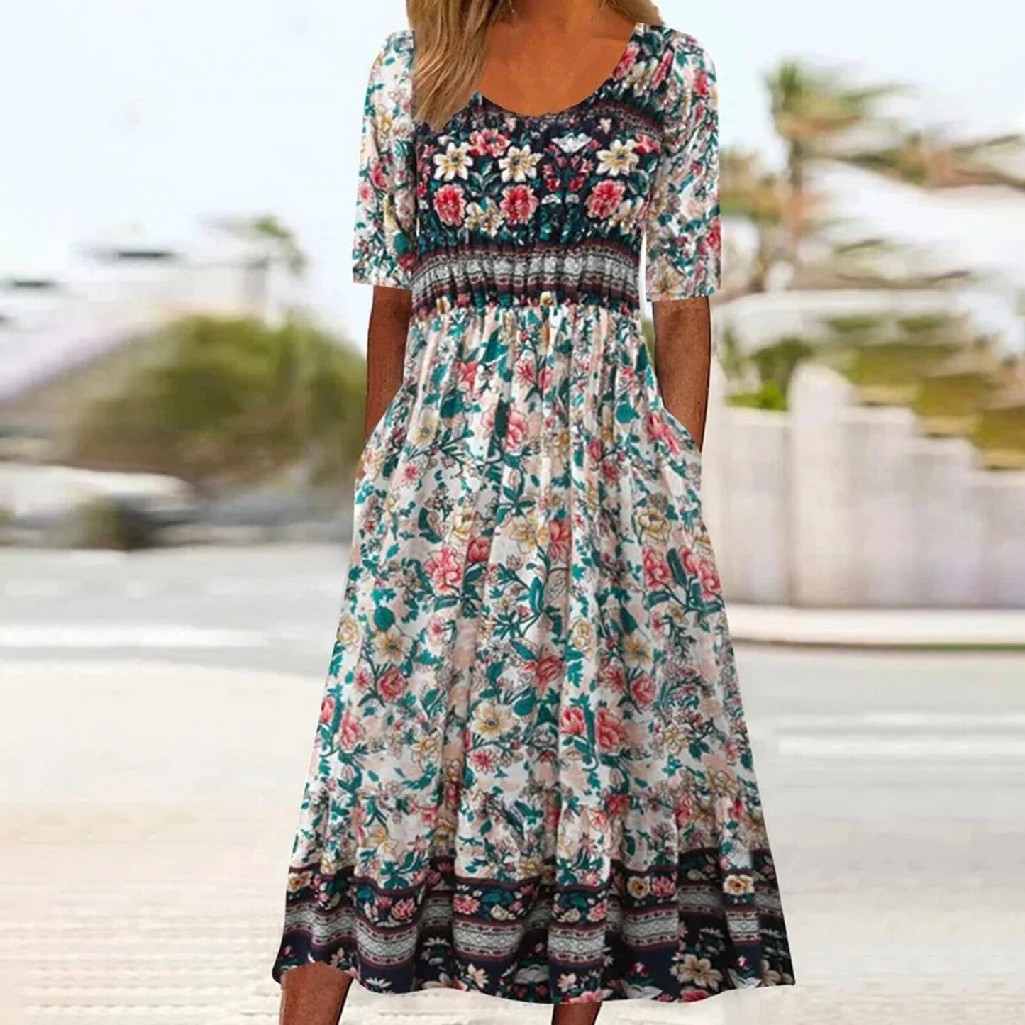 Gluschwein - Nicole - Geblümtes Kleid Weiß