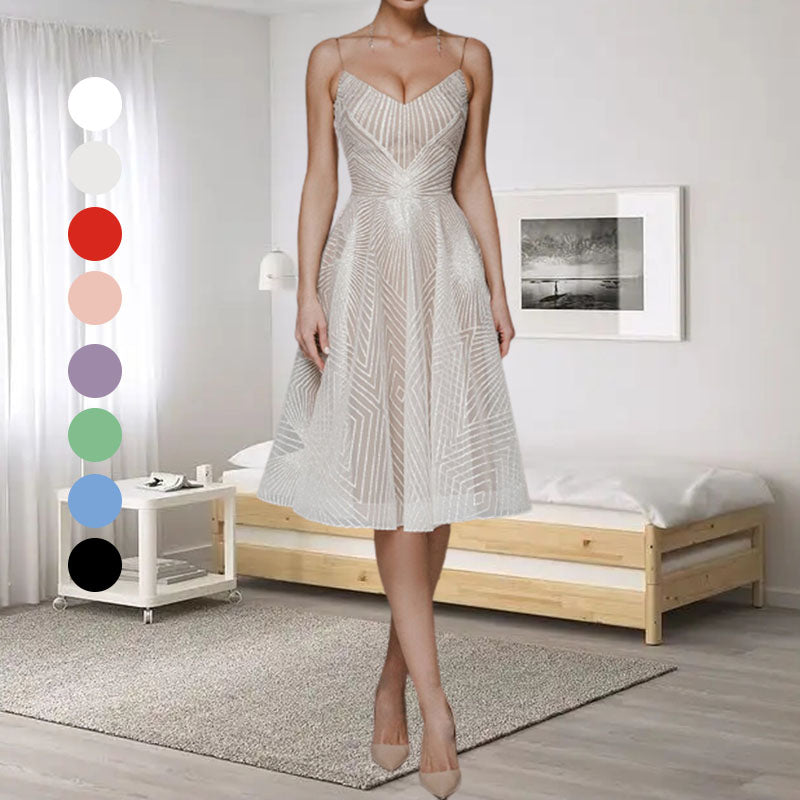 Gluschwein - Stylish V-neck strap A-line dress