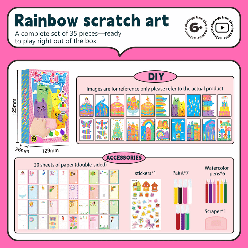 Ensemble de 20 pièces de bricolage arc-en-ciel à gratter pour un plaisir créatif