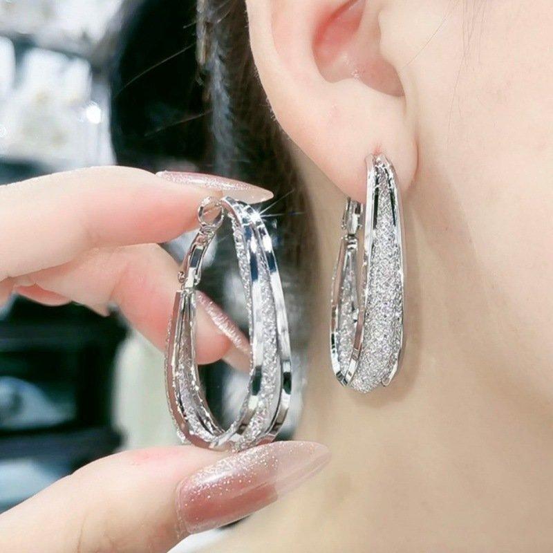 Gluschwein - Withinhand Modische Ovale Ohrringe Silber