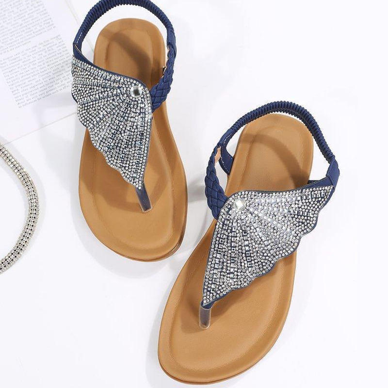 Gluschwein - Damen-Sandalen, lässige Kristall-Römer-Hausschuhe