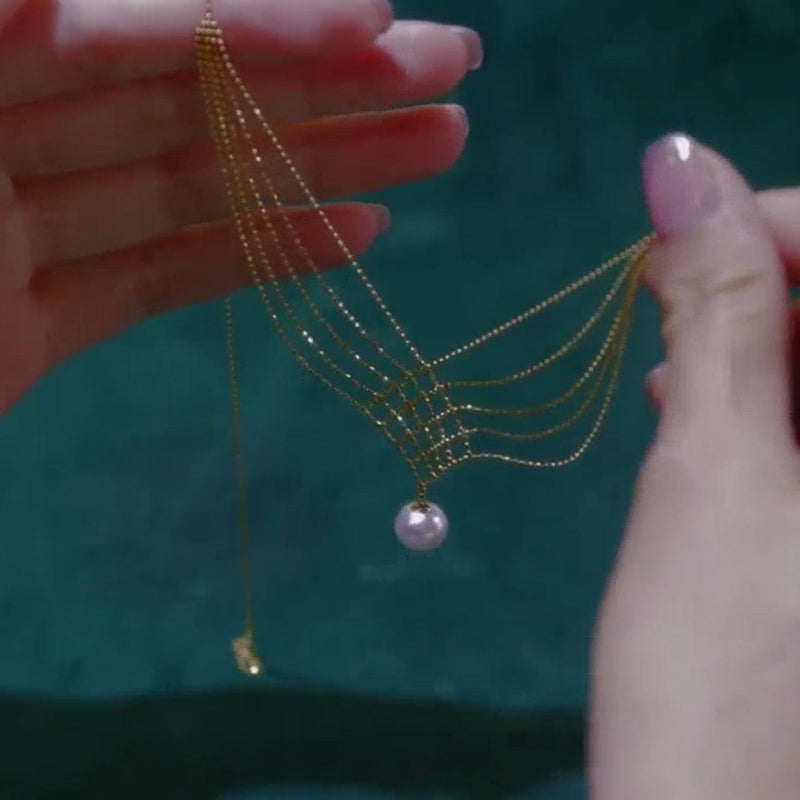 Gluschwein - Halskette mit Kreuzanhänger und Perle