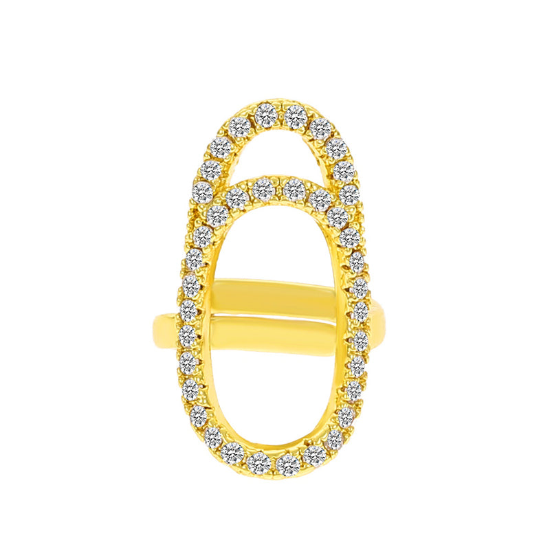 Gluschwein - Geometrischer Diamant offener Nagelring 07 flaches KC-Goldmodell Four 9913