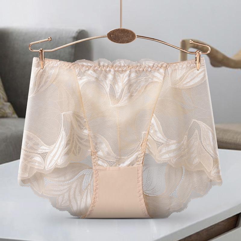 Gluschwein - Frauen Stickerei Spitze Schlüpfer Beige