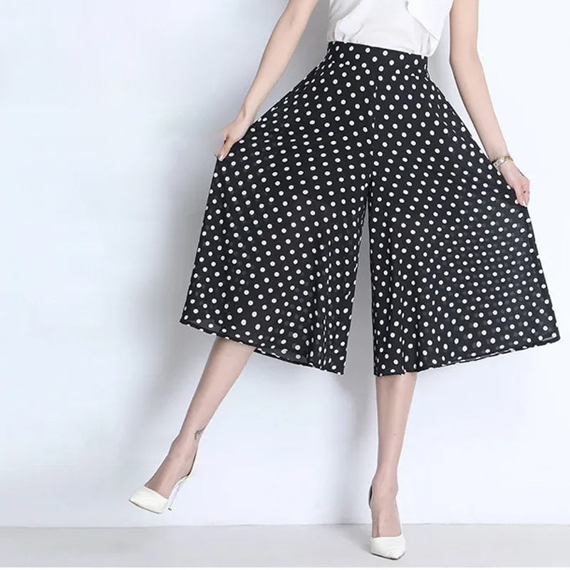 Gluschwein - Schwarze, gepunktete Chiffon-Culotte