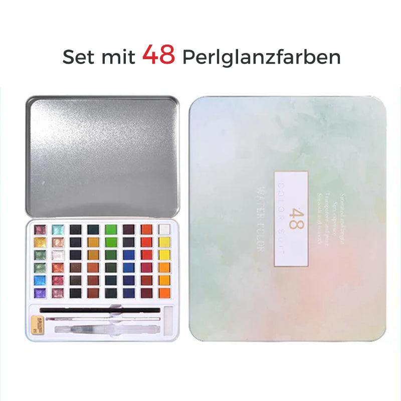 Gluschwein - Glitzer-/Metallic-Aquarell-Set 48 Perlglanzfarben