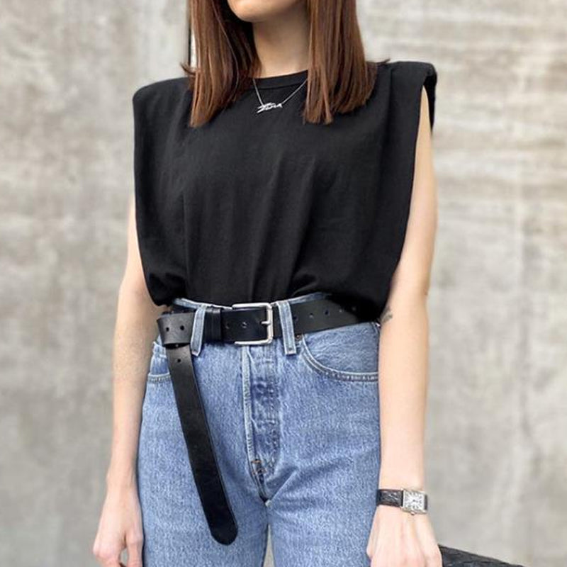 Gluschwein - Sleeveless Crew Neck Solid Knit Top
