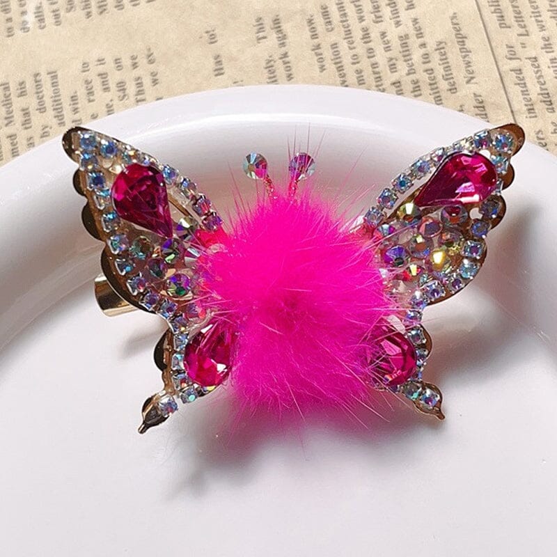 Gluschwein - Fliegende Schmetterling Haarnadel rosarot