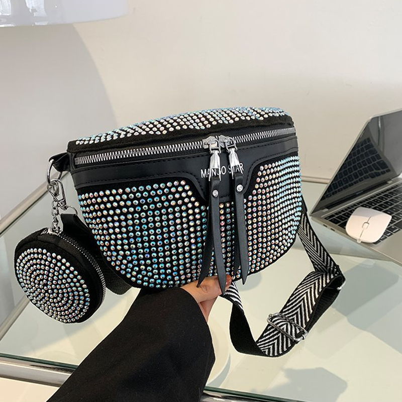 Gluschwein - Fashion Strass PU-Leder-Gürteltasche
