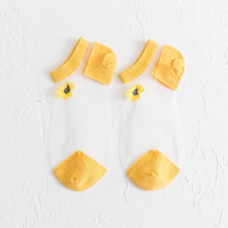 Gluschwein - Durchscheinende Gänseblümchensocken gelb 5 Paar