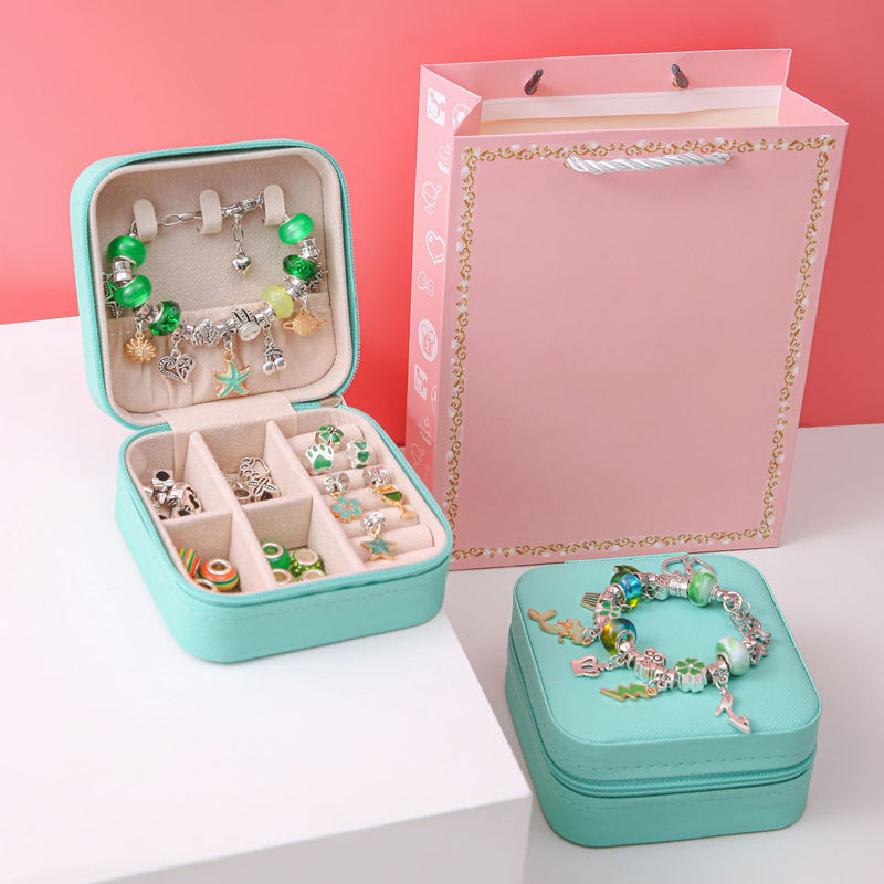 Gluschwein - Handgefertigtes Perlenarmband-Set für Kinder Grün