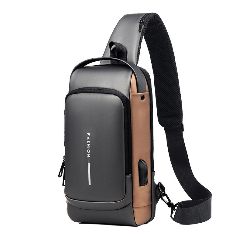 Gluschwein - Lässige Multifunktionale Diebstahlsichere Brusttasche für Herren grau+braun