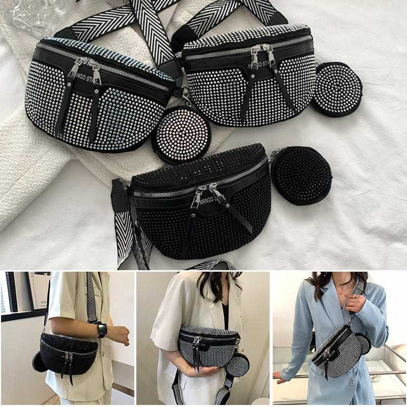 Gluschwein - Fashion Strass PU-Leder-Gürteltasche