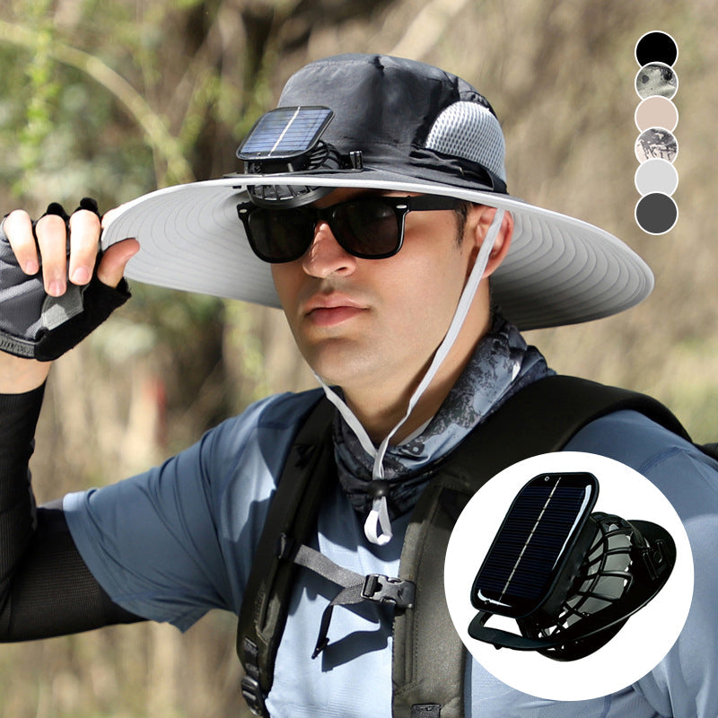 Gluschwein - Solar- und USB-Ladeventilator Outdoor-Fischerhut