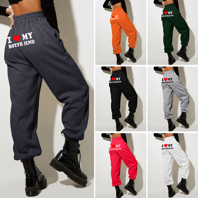 Gluschwein - I LOVE MY BOYFRIEND Bedruckte Freizeit-Jogginghose