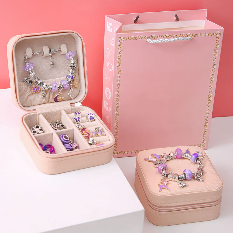 Gluschwein - Handgefertigtes Perlenarmband-Set für Kinder Lila