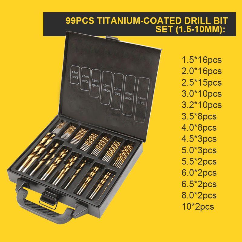 🔥Nur für kurze Zeit: 50 % Rabatt!🔧 Hocheffizientes Werkzeug, das von erfahrenen Handwerkern geschätzt wird! Direkt vom Hersteller: 99-teiliges Set titanbeschichteter Bohrer.