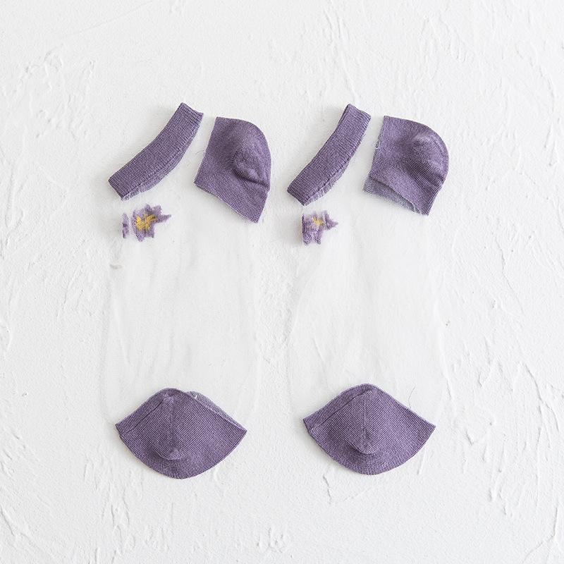 Gluschwein - Durchscheinende Gänseblümchensocken lila 5 Paar