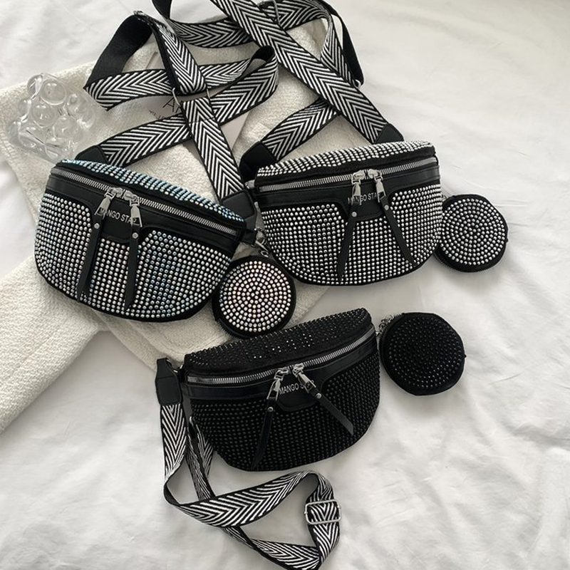 Gluschwein - Fashion Strass PU-Leder-Gürteltasche