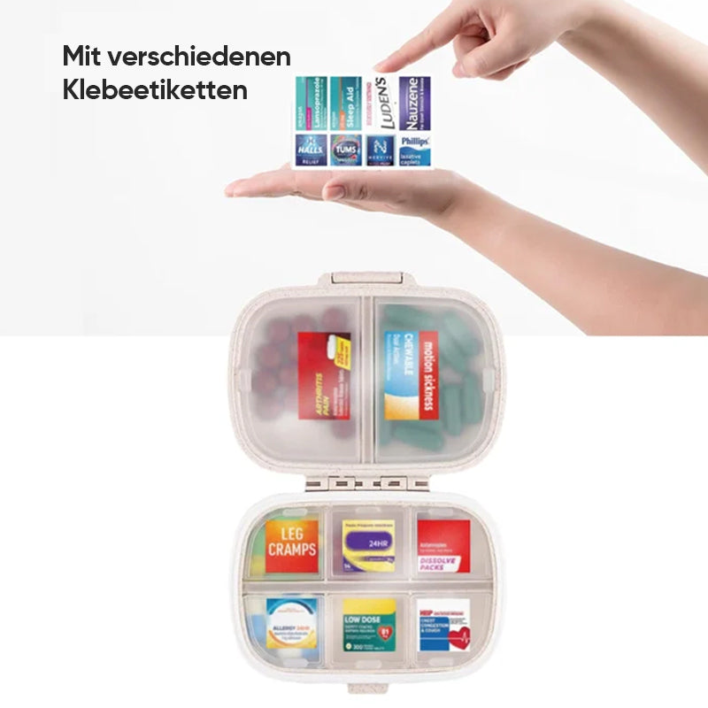 Gluschwein - Tragbare versiegelte Pillendose mit 8 Fächern