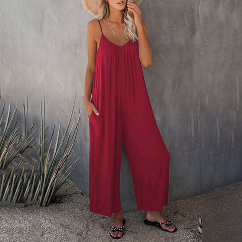 Gluschwein - Lockerer, dehnbarer Cami-Jumpsuit ROT