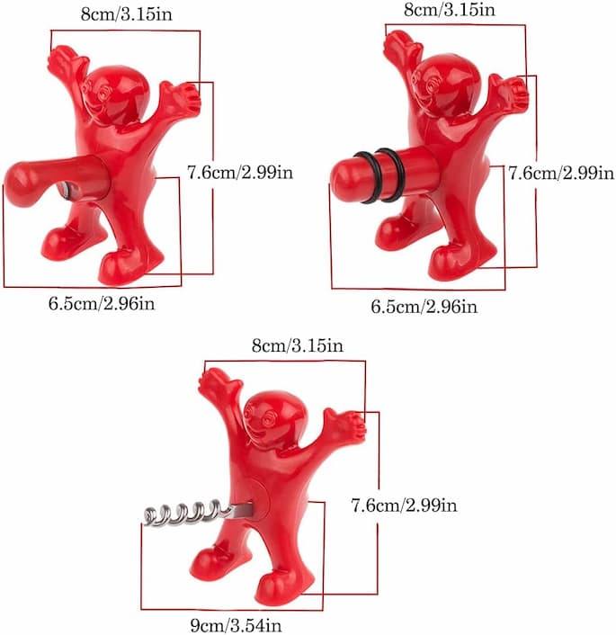 HappyMen - Set aus Flaschenöffner, Stopfen und Korkenzieher