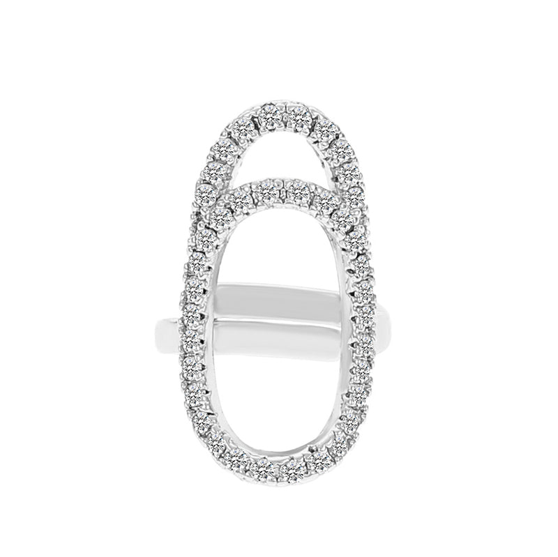 Gluschwein - Geometrischer Diamant offener Nagelring 08 weiße K-Modelle vier 9992