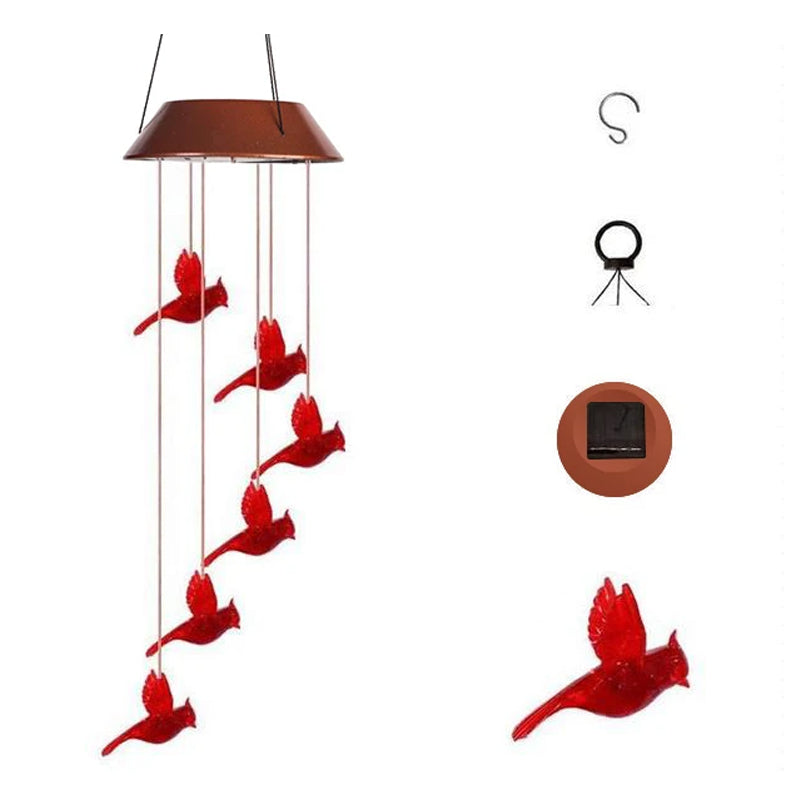 Gluschwein - Rotes Vogel-Windspiel-Licht