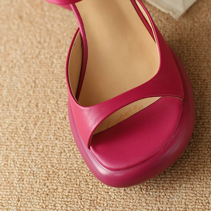 Gluschwein - Sommer-Retro-Sandalen für Damen mit dickem Absatz