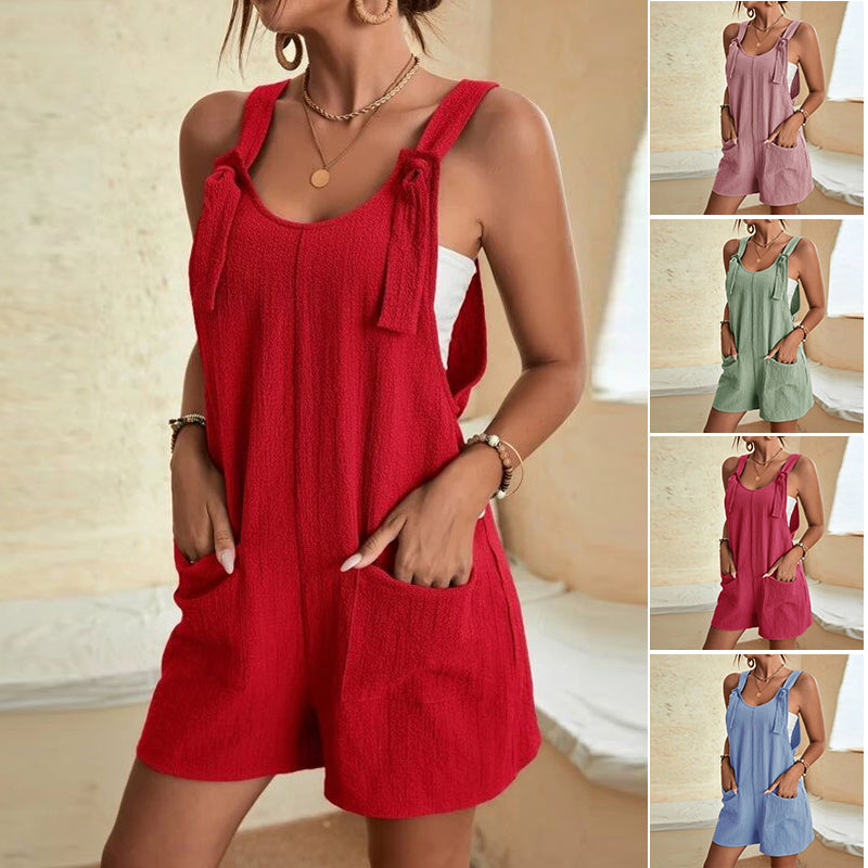 Gluschwein - Stilvolle, lässige, kurze Jumpsuits für Damen mit U-Ausschnitt