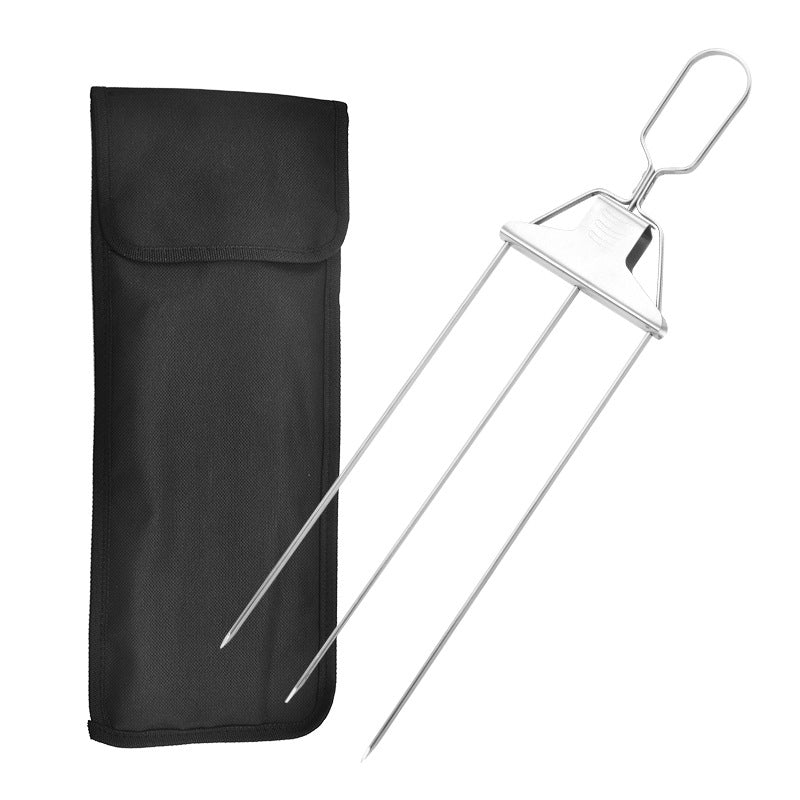 Gluschwein - Halbautomatische Grillgabel aus Edelstahl 1 * Halbautomatische Grillgabel + 1 * Oxford-Tasche