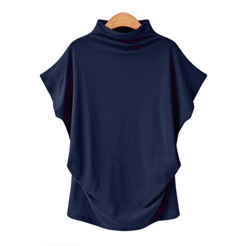 Gluschwein - Einfarbiges Fledermaus-T-Shirt Mit Halbem Rollkragen Dunkelblau