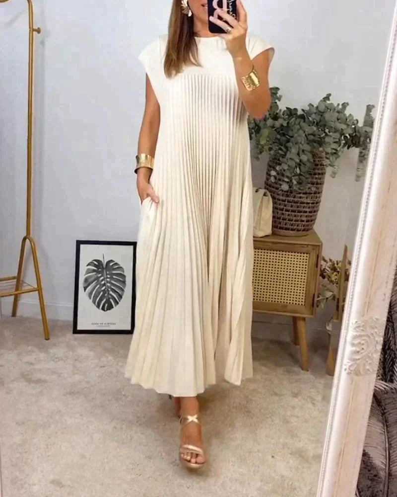 Gluschwein - Frances - Elegantes Plisseekleid Beige