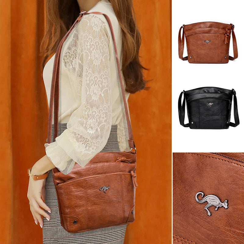 Gluschwein - Kuriertasche aus weichem Leder mit mehreren Taschen und großer Kapazität