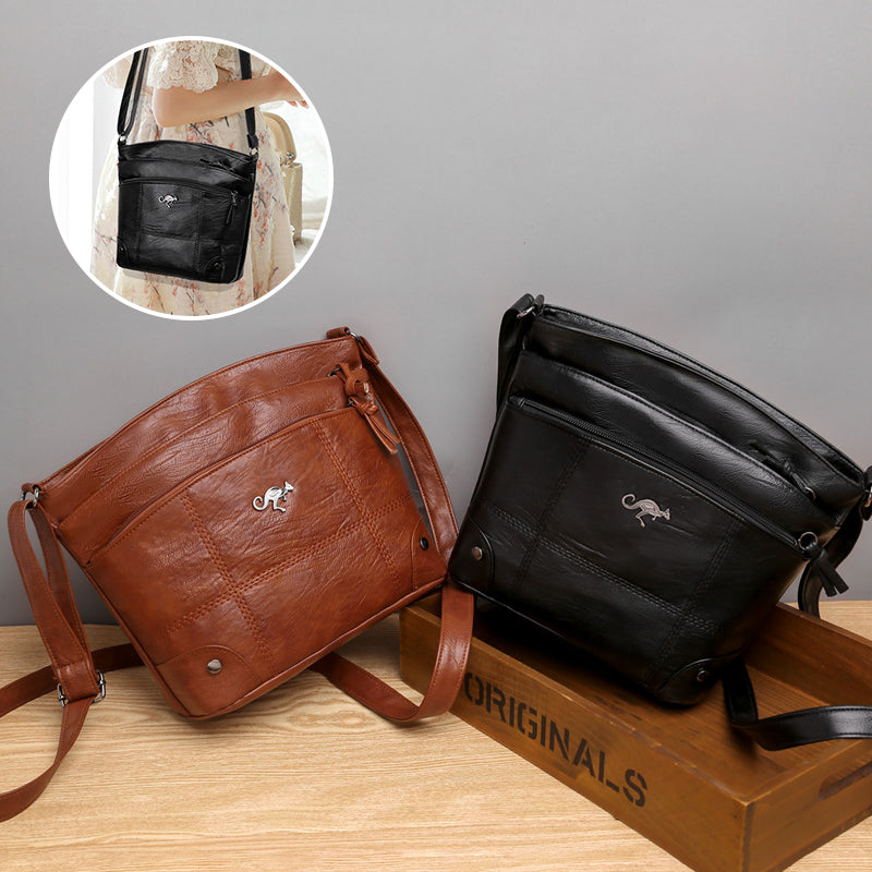 Gluschwein - Kuriertasche aus weichem Leder mit mehreren Taschen und großer Kapazität