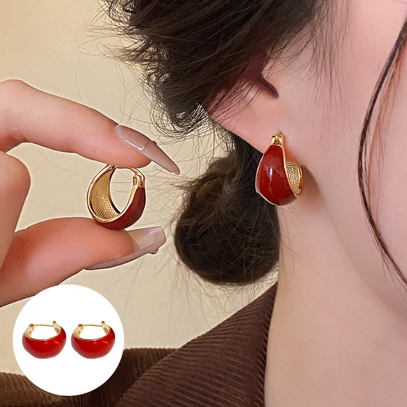 Gluschwein - Painted Ear Hoops Pair