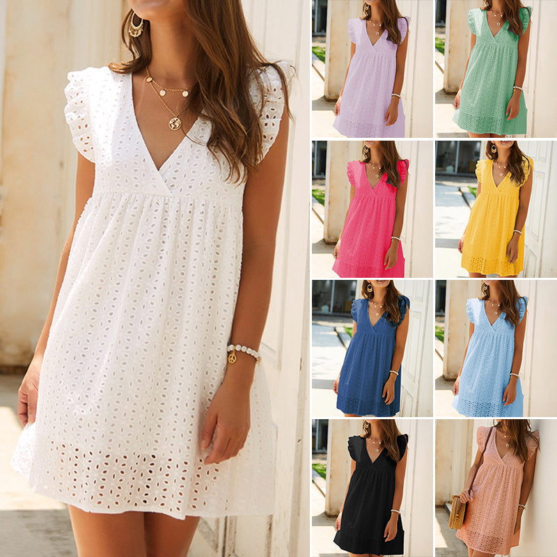Gluschwein - Sommerliches Spitzenkleid mit Rüschenärmeln