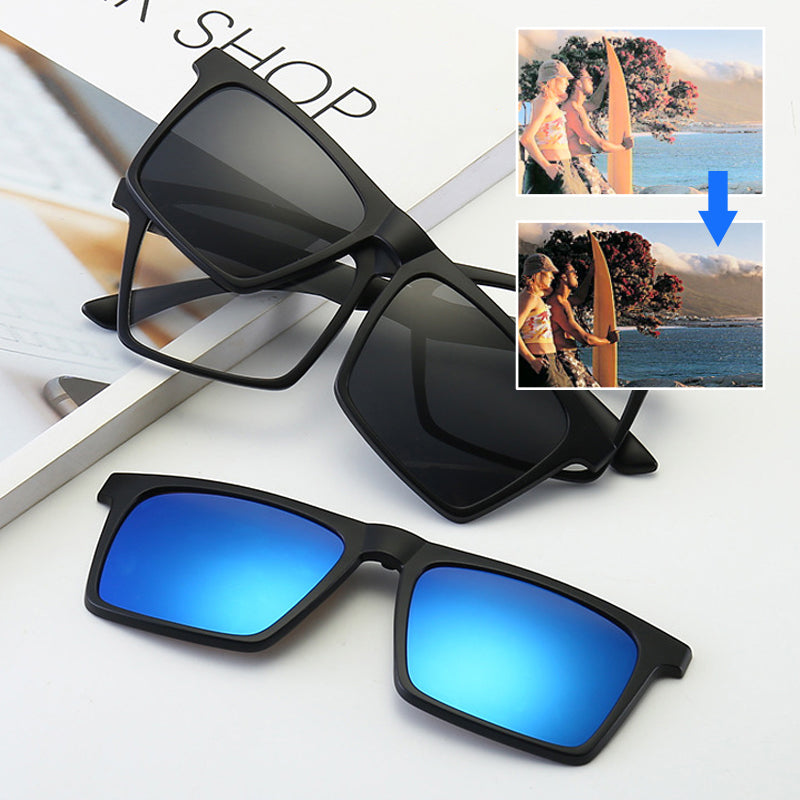 Gluschwein - Klassische polarisierte Sonnenbrille mit 5 Clips