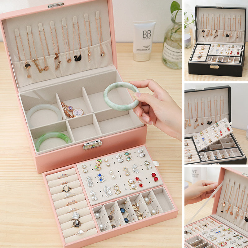 Gluschwein - Leder-Schmuckkästchen mit Schloss, Aufbewahrungsbox-Organizer