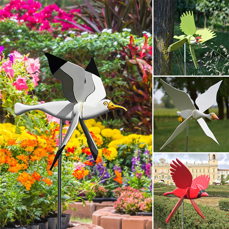 Gluschwein - Windmühle mit Möwe als Gartendekoration