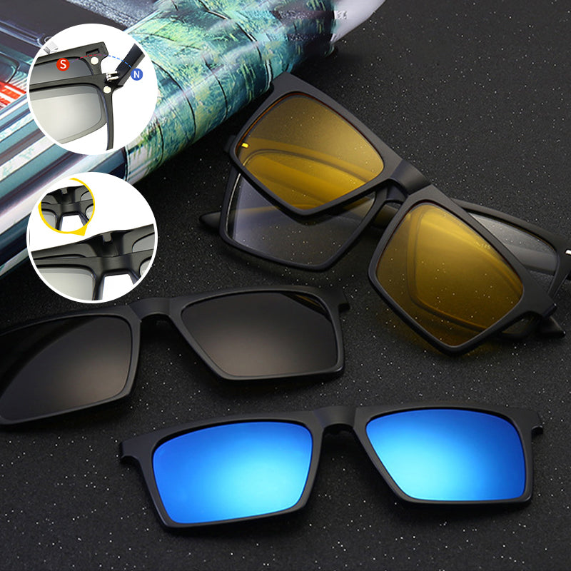 Gluschwein - Klassische polarisierte Sonnenbrille mit 5 Clips
